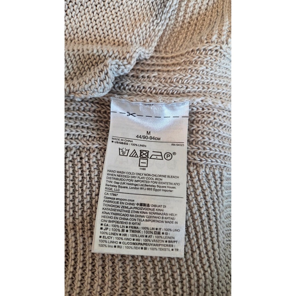 Banana Republic Waterfall Cardigan Italian Linen Draped Beige Coastal Medium - Picture 4 of 14